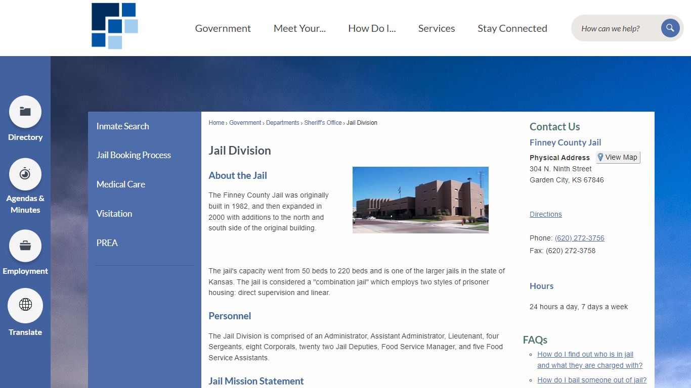 Jail Division | Finney County, KS - Official Website