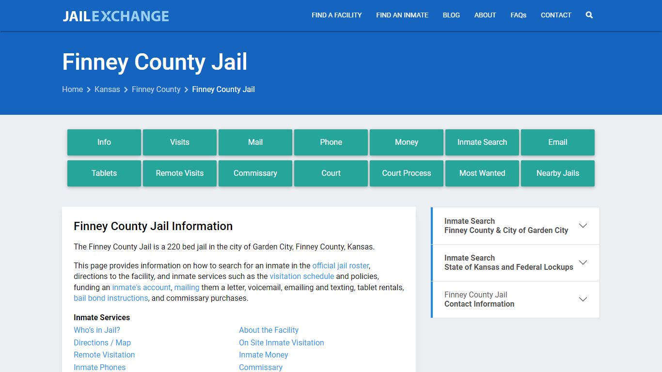 Finney County Jail, KS Inmate Search, Information